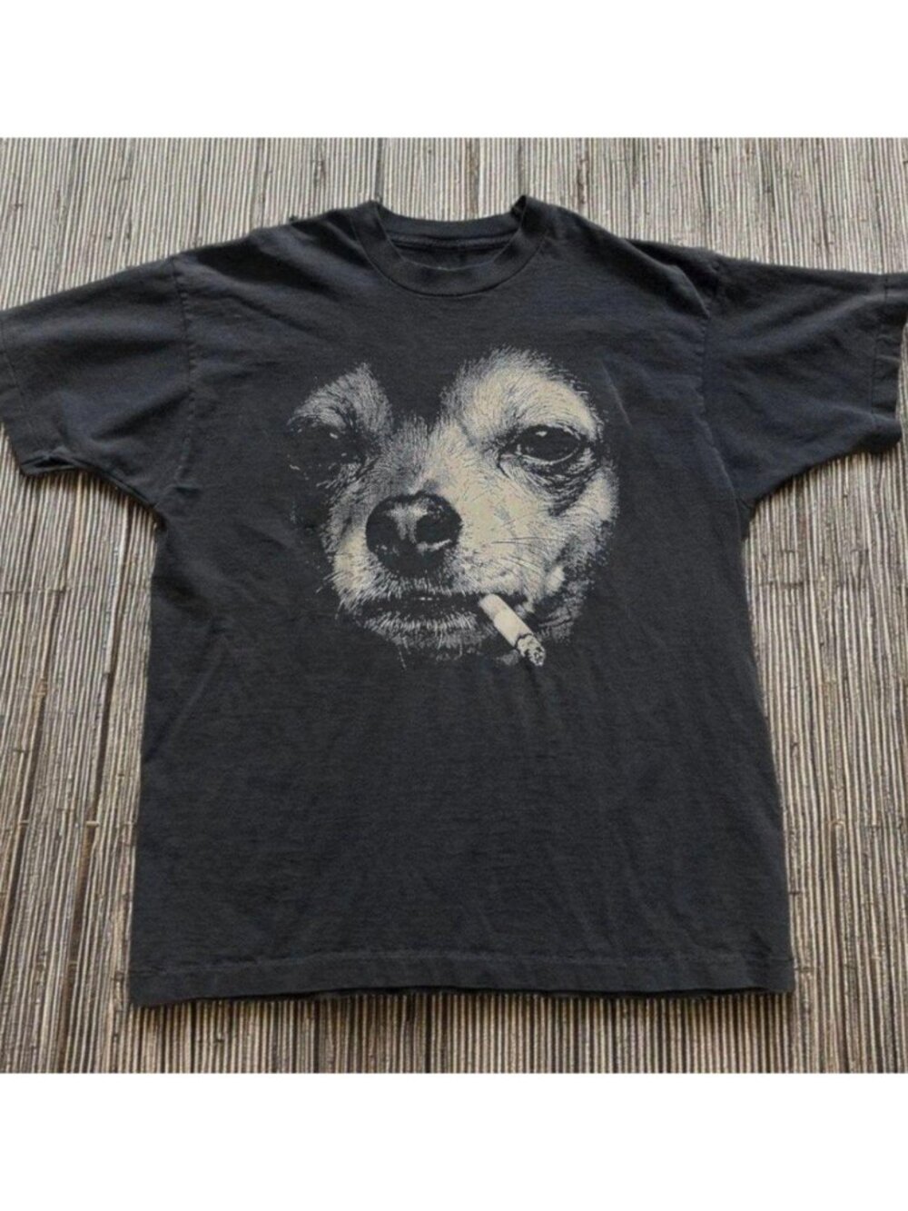Chihuahua smoking cigarette graphic black cotton